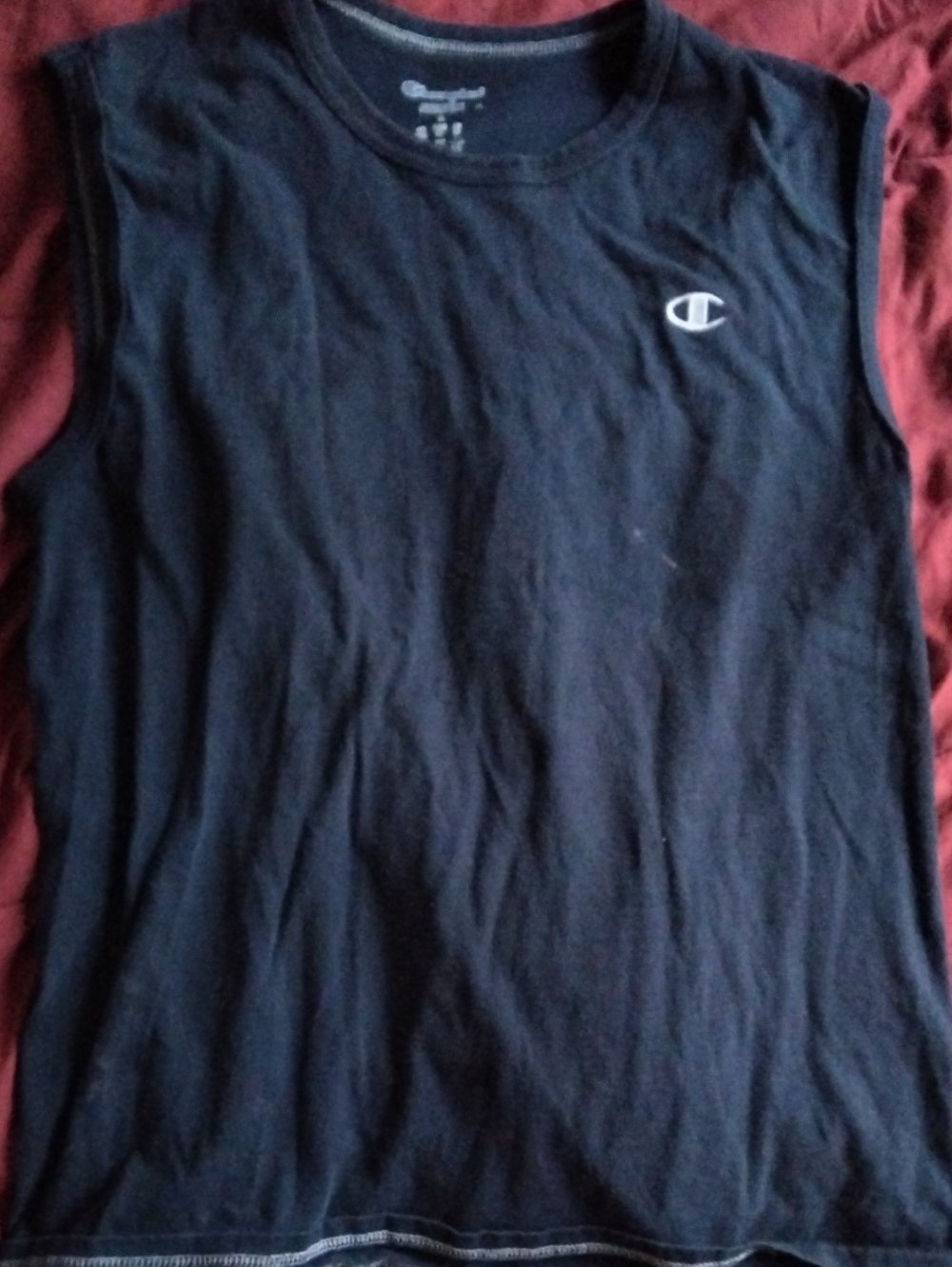 Champion Kids Black Sleeveless Tank with White Logo Size L